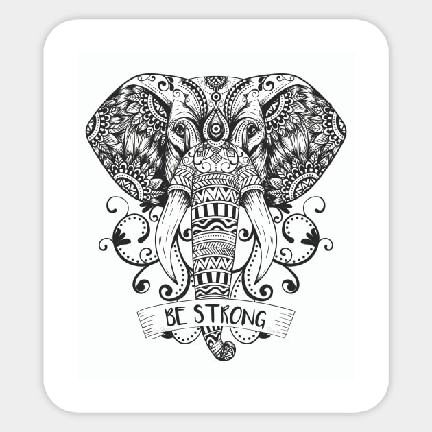 Mandala Elephant Sticker by Lees Tees